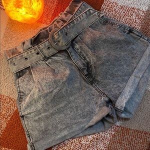 Forever 21 acid wash paperbag shorts